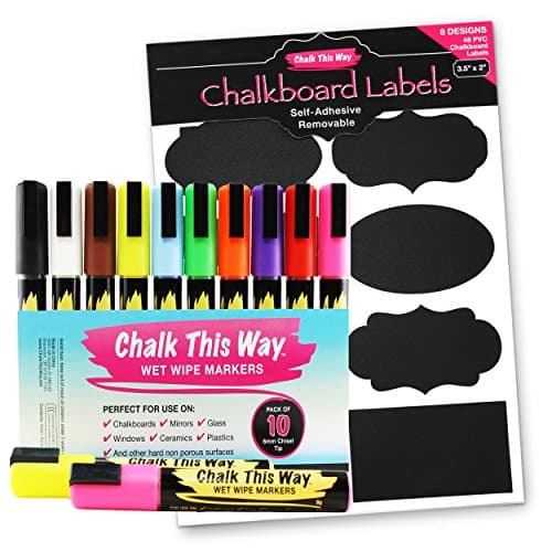 $15 SPECIAL THIS WEEK ONLY! Chalk This Way Neon Liquid Chalk Markers - 10 Pack. Includes 48 Chalkboard Labels FREE!