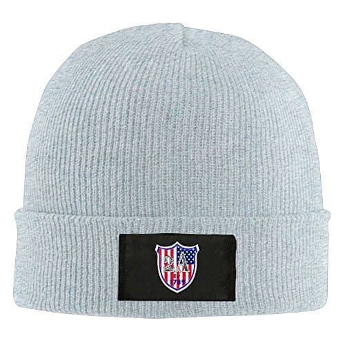 2A Second 2nd Amendment Gun USA Flag Unisex Warm Winter Hat Knit Beanie Skull Cap Cuff Beanie Hat Winter Hats Ash