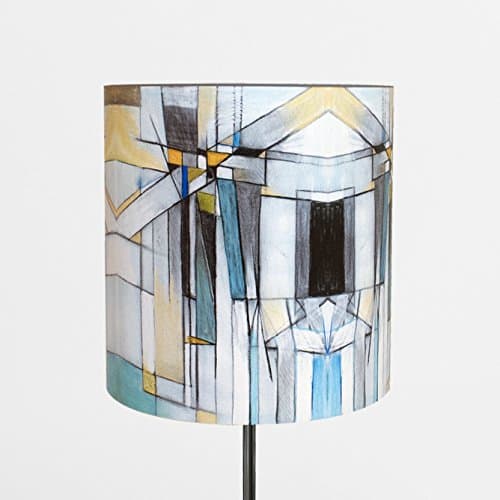 LampPix 10 Inch Table Lamp Shade - Aqua Abstract Canvas Desk Lampshade (Spider Fitting)