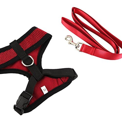 Petroad Luxurious Soft Padded Dog Vest Harness without Pull Choke Tugging for Dogs Puppies Pets,Medium,Red