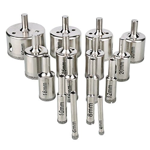 WORTOOL – 16 Pcs Diamond Coated Core Hole Saw Drill Bit Set. Extractor Remover Set Tools For Tiles Glass Ceramic etc. (16 Pcs)