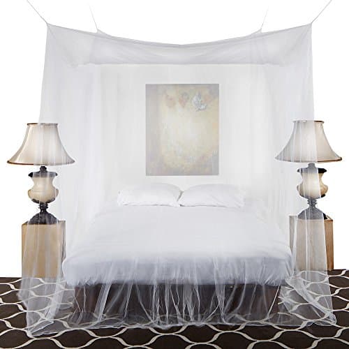 Mosquito Net Canopy Includes Hanging Kit + Bonus Repellant Bracelet, Two openings, Extra Large, 80” Height Fits Both Cribs & King Size Beds, Suitable For Indoor Or Outdoor Use, Natural, By Gaia Nets