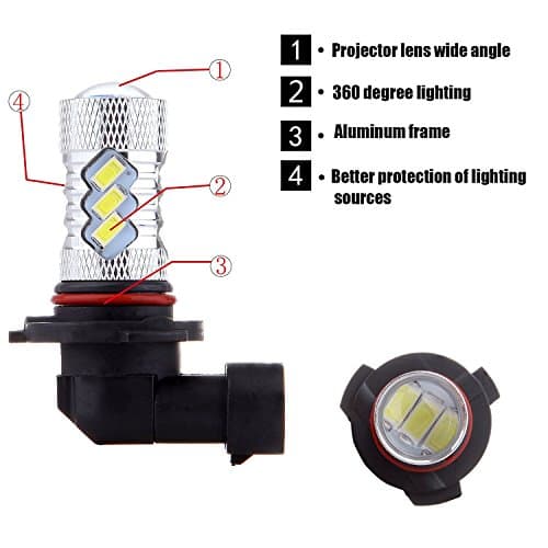 2 Pack Xenon White 60W 6000 LM 9005 HB3 Cree LED 15SMD 6000LM DRL Daytime Light High Power (2Pk)