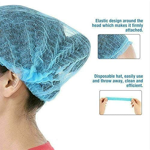 Coolbabe 100 PCS Clear Disposable Plastic Shower Caps Anti-spit Non-Woven Waterproof Plastic Elastic Hair Bath Caps (100PCS, Blue)