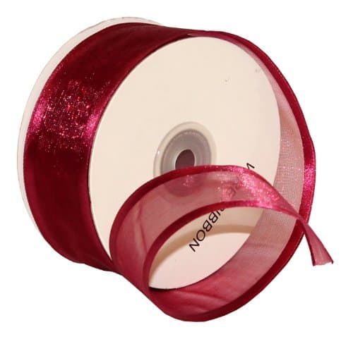 Premier Packaging AMZN-19310 Satin Edge Ribbon with Wire, 1-1/2-Inch by 25-Yard, Burgundy