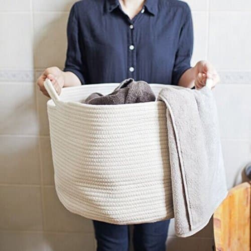 Large Storage Baskets Cotton Rope Large Organizer Containers Home Decor for Nursery, Laundry, Toy Storage