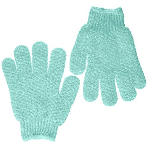 Hydro Exfoliating Gloves | Bath and Shower Gloves | Bath Scrubber | Dead Skin Cell Remover (Turquoise)