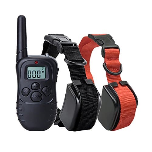 Eeoo 330 Yard Rechargeable and rainproof transmitter and receiver Remote Dog Training E-Collar training collar with LCD display For Two dogs