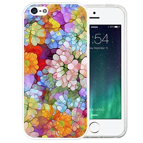 iPhone SE Case, LAACO Beautiful Clear TPU Case Rubber Silicone Skin Cover for iPhone 5/5S/SE - HD Clear floral design