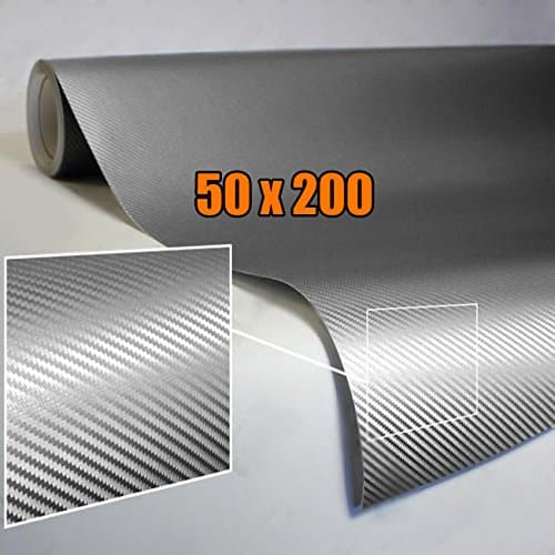 DP DESIGN ® 3D CARBON FILM SELF-ADHESIVE STICKER SILVER 200 X 50 CM CAR WRAPPING, CAR, MOTORBIKE