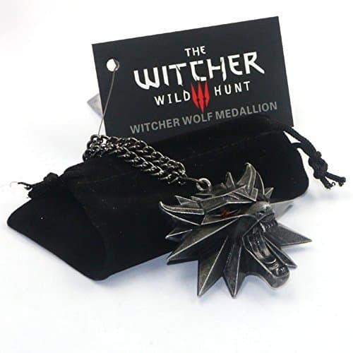 The Witcher 3:Wild Hunt 3D Wolf Medallion Necklace from Collectors Edition (Witcher 3 Hunt Necklace) (red)