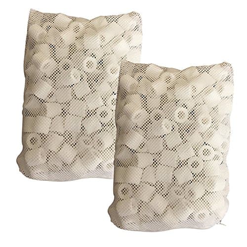 QCKJ Aquarium Ceramic Bio Rings Filter Premium Ceramic Rings Media for All Types of Fish Tanks and Ponds, 1000g (Yellow bacteria house)