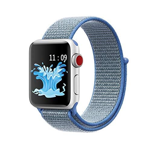 Sport Band Compatible with Apple Watch 44mm, Leagway Hook & Loop Fastener, Adjustable Closure Wrist Strap Breathable Woven Nylon Replacement Band Compatible with iwatch Series 4 (Tahoe Blue, 44mm)