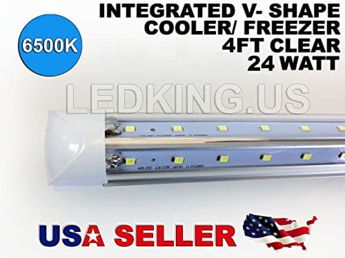 Integrated V-Shape 4FT 24W 6500K Clear 48" Fluorescent COOLER/FREEZER LED TubeLight 96 LEDs 2-Pc