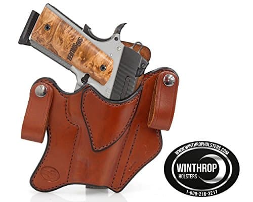 1911 4.25" With or Without Laser Grips NO Rail IWB Dual Snap Holster R/H Brown - 0408