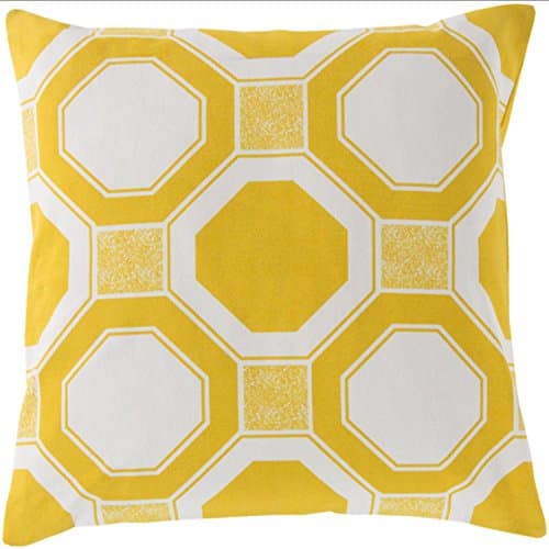 20" x 20" Octagon Lock Citrus Yellow and Eggshell White Decorative Square Throw Pillow
