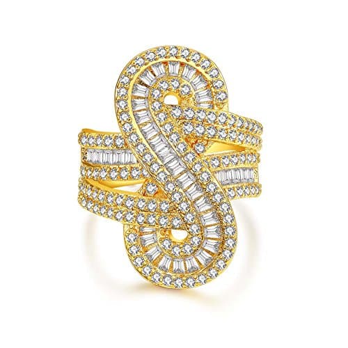 Serend Symbol 8" Baguette Design Forever Infinity Ring with CZ Diamond, Size 7 to 9, Gift for Valentine Day