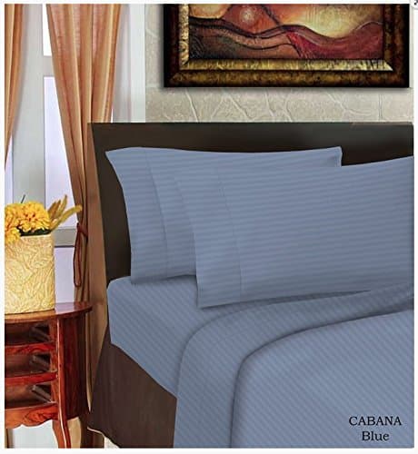 Egyptian Heaven Supreme Collection 4pc Embossed Striped Bed Sheet Set (King, Iron Blue)