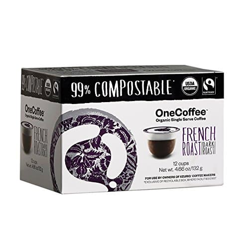 OneCoffee Organic Single Serve Coffee for Keurig Coffee Makers- 1 Box of 12 Cups (French RoastDark Raost))