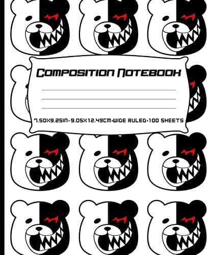 Composition Notebook: Monokuma Soft Cover Composition Notebook Wide Ruled 7.50 x 9.25 100 Sheets 200 Pages