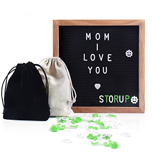 Letter Board - 10x10 Inches Felt Letter Board Stand Changeable Message Boards Include 540 Plastic Letters and Oak Frame (ST320)