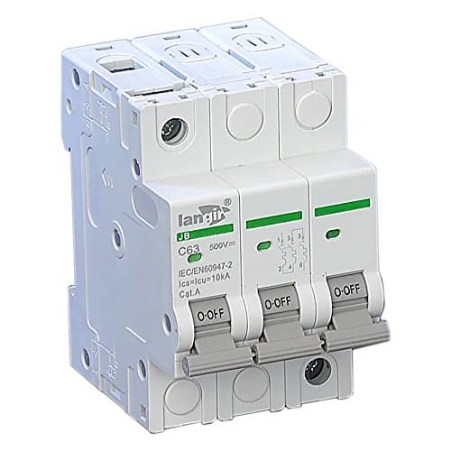 LANGIR 3 Pole Din Rail Non Polarized Mini Circuit Breaker Switch For DC And Solar Generation C Curve With TUV Certificates (32A)
