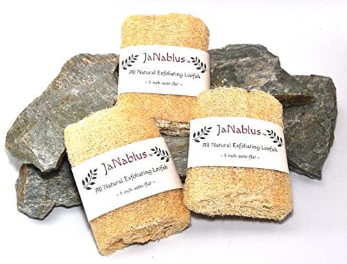 Natural Loofah, 5" Exfoliating Sponge, Semi-Flat design (3 Pack)