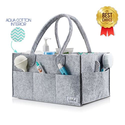 Ocean Crest Premium Diaper Caddy | Nursery Storage Bin & Car Organizer | Extra Soft Felt & Eco-Friendly | 13 X 9 X 7 inches (Teal)