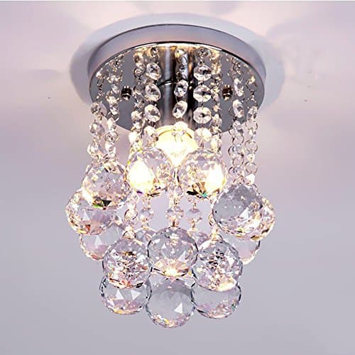 1-Light Mini Chic Crystal Chandeliers Flush Mount Crystal Chandelier Light Ceiling Lamp Light Rain Drop Pendant For Living Room, Hallway, Kitchen, Dining Room, Kids Room