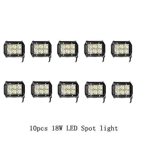Topcarlight 10 Pcs 18w 4" inches Cree LED Work Light Bar Spot Beam 8 Degree Off Road Driving 4wd SUV UTE ATV Boat Car Vehicle Outdoor Lamp(5 Pairs)