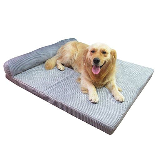 AcornPets® B-1312 Deluxe Extra Large Grey 7 CM Extra Thickness Memory Foam Dog Sofa Bed Fleece 110 x 95 CM For Large Dogs, Premium Corduroy and Smooth Velveteen Fabric, Detachable and Washable