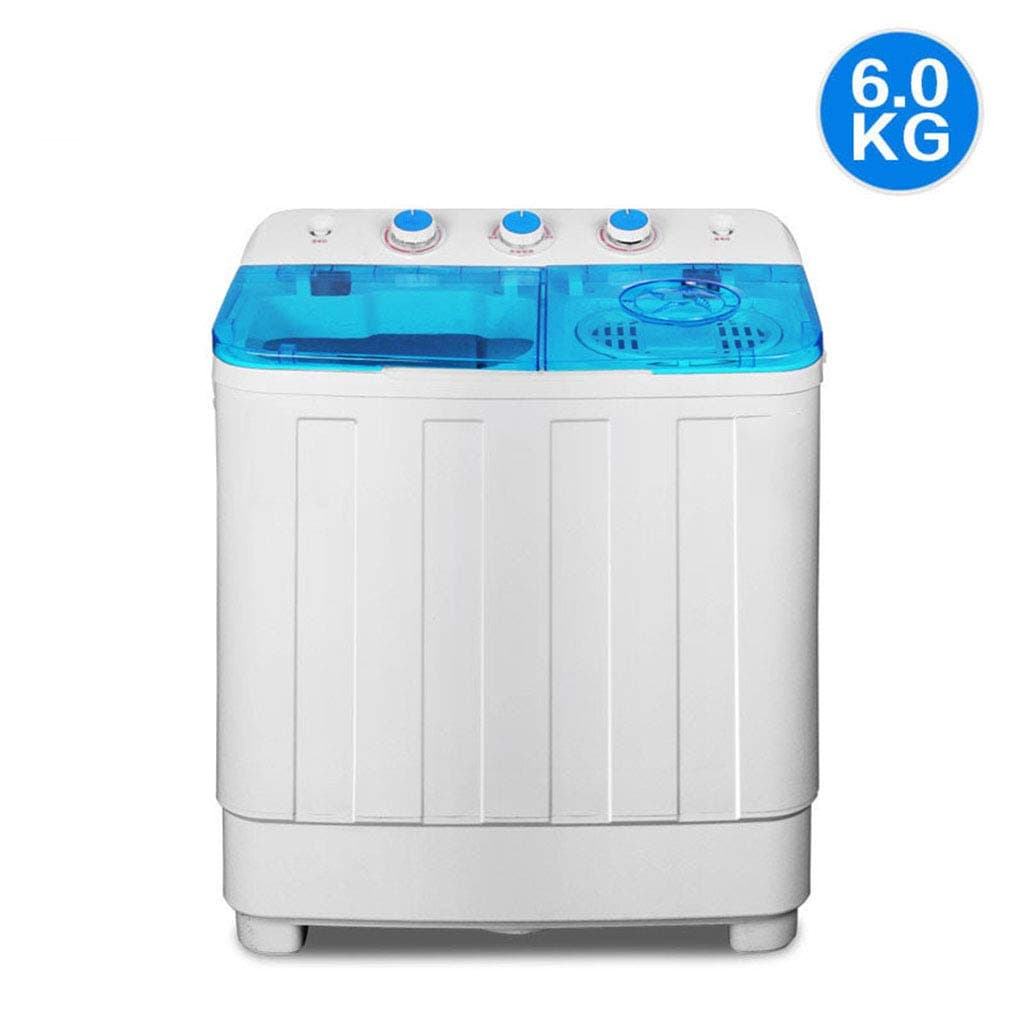 ELEXERT Mini Laundry,Camping Washing Machine,Toploader with Sling Function,Semi Automatic Compact Washer Spin Dryer with Drain Pump,Energy and Water Saving, Timer, for Apartment, Hotel,Blue