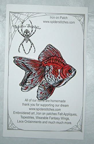 Red and White Ryukin Goldfish Fish Iron on Patch