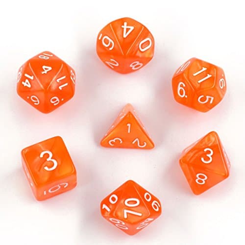 Polyhedral DnD Dice Set - Set of 7-Die Dice for Dungeons & Dragons Dice Games, Pathfinder, Magic The Gathering (MTG), Math Games and More(Orange)