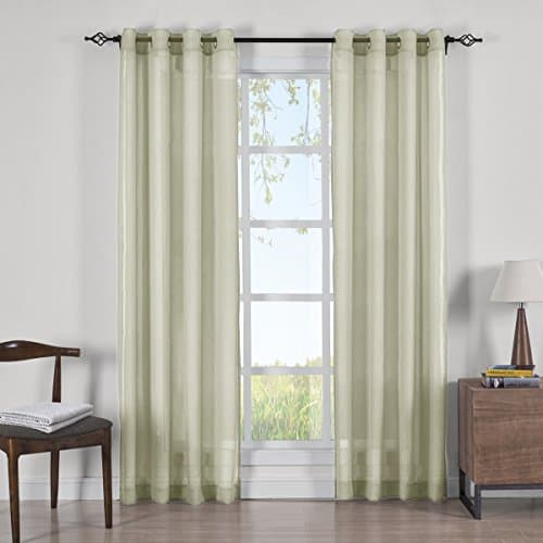 Set of 2 Panels 100" Wx108 L - Solid Spring Green- Abri Grommet Crushed Sheer Curtain Panels, 50-Inch by 108-Inch Each Panel. Package Contains Set of 2 Panels 108 inch Long