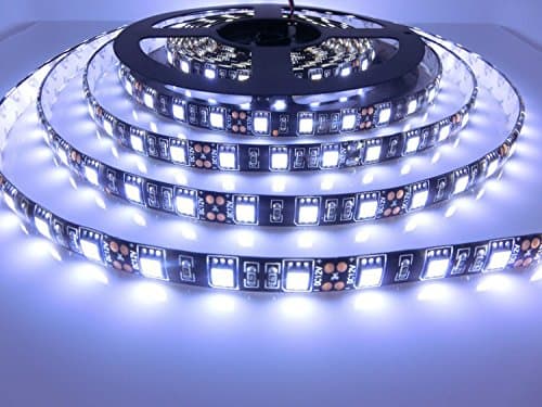 KAPATA Cool White 5050 LED Strip Non-Waterproof 60LEDs/m 12V Black PCB Light Strips, Pack of 16.4ft/5m