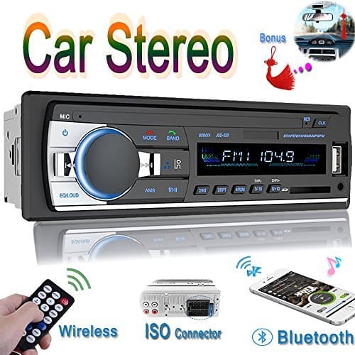 Car Stereo, Car Stereo with Bluetooth Single Din In-Dash Car Radio Receiver Wireless Remote Car Stereo Receiver , MP3/USB/SD/AUX/FM Car Stereos, Remote Included