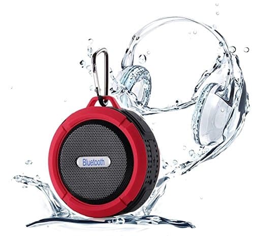 Wireless Bluetooth 4.0 Speaker, SD Card Slot, Waterproof IP65, Use in Shower, Bathroom, Outdoor, 5W Output, Hanging Clip, Removable Suction Cup, Built-in Mic, Hands-Free Speakerphone, Auto Off.