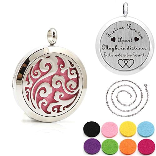 Stainless Steel Sisters Forever Aromatherapy Essential Oil Diffuser Locket Pendant Necklace