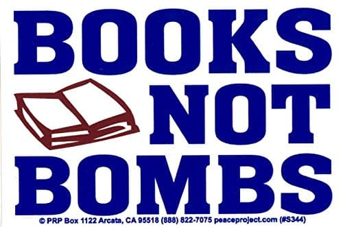 Books Not Bombs – Bumper Sticker / Decal (5.5" X 3.5")
