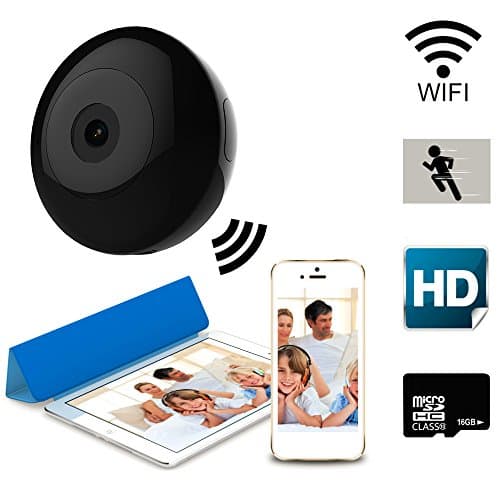 Eleshroom Mini Wifi Camera, Home Security & Surveillance System HD IP Camera Baby Monitor Pet Nanny Camera Video Recorder w/ 16G TF Card, Support Night Vision and Motion Detection, Black