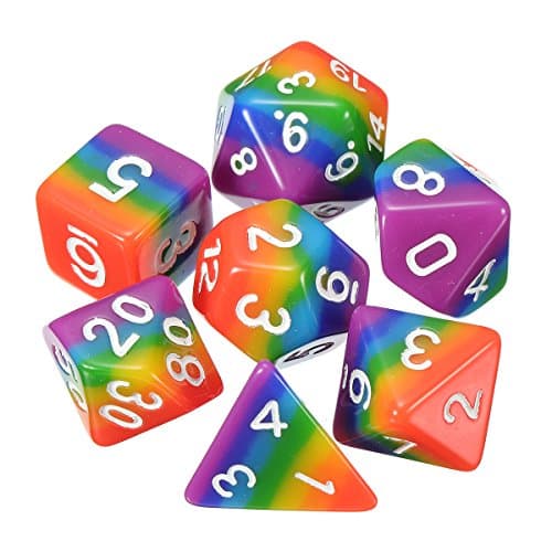 Lovinn Heavy Dice Set, 7Pcs Rainbow Dices Set Multisided Dices Polyhedral Dices Role Playing Game Gadget