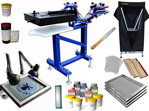 3 Color 1 Station Screen Printing Full Kit Micro-registration Screen Printing Press the Flash Dryer UV Exposure Drying Cabinet Material Kit