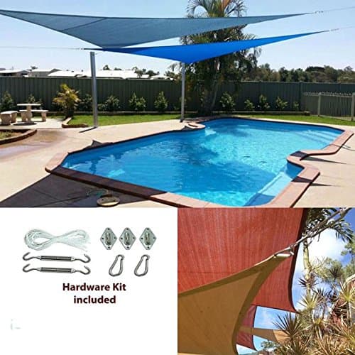 Deal-IT Premium 16'5" X 16'5" X 22'11" Right Triangle UV Block Sun Shade Sail Canopy with Heavey Duty Hardware Kits Graphite Blue