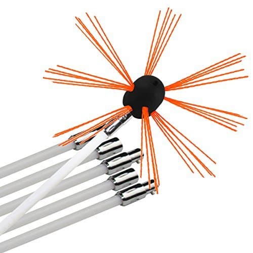 Chimney Brush-Electrical Drill Drive Sweeping Cleaning Tool Kits with Nylon Flexible Rods (12 rods)