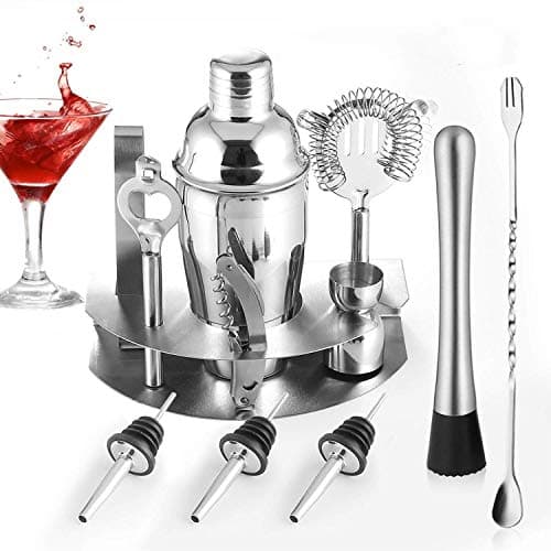 Cocktail Shaker Set,Cocktail Making Set with Boston Cocktail Shaker,Bartender Kit with Professional Shaker, Strainer, Jigger, Liquor Pourers(12 Piece)