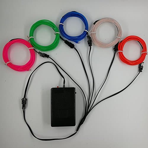 TGHCP-5x6.5FT Neon Glowing EL Wire with Battery Controller (White,Blue,Green,Pink,Red) for Cosplay Decoration