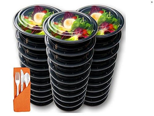10Pack 36oz Meal Prep bowl - Bento Lunch Box with Lid, Snack Boxes - Stackable, Reusable, Microwave, Leak Proof, Dishwasher & Freezer Safe - Fix & Food Storage Containers