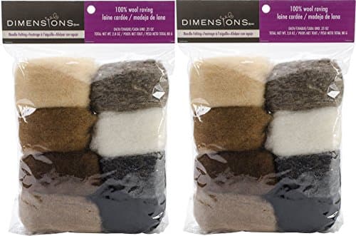 Dimensions Crafts 72-74004 Earth Tone Wool Roving for Needle Felting, 8-Pack (2 Pack)