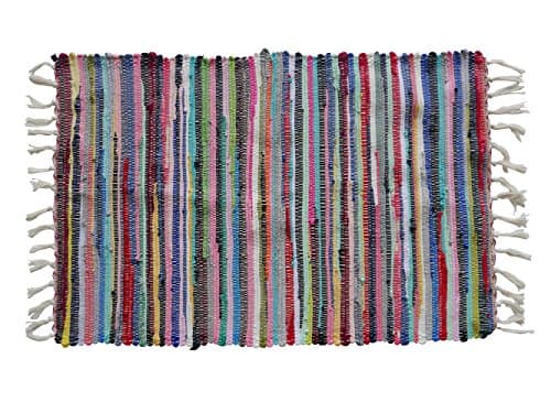 Uniifurn Color Stripe Rag Rugs for Kitchen, Bathroom, Entry Way, Laundry Room (More Color & Size Options Available) (2x3', Multi)